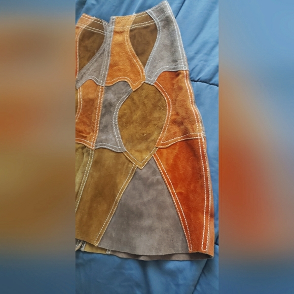 60's Vintage Suede Patchwork Skirt - Picture 5 of 6